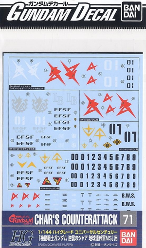 Bandai Spirits Gundam Decal GD71 1/144 Char's Counterattack Earth Federation Ver.