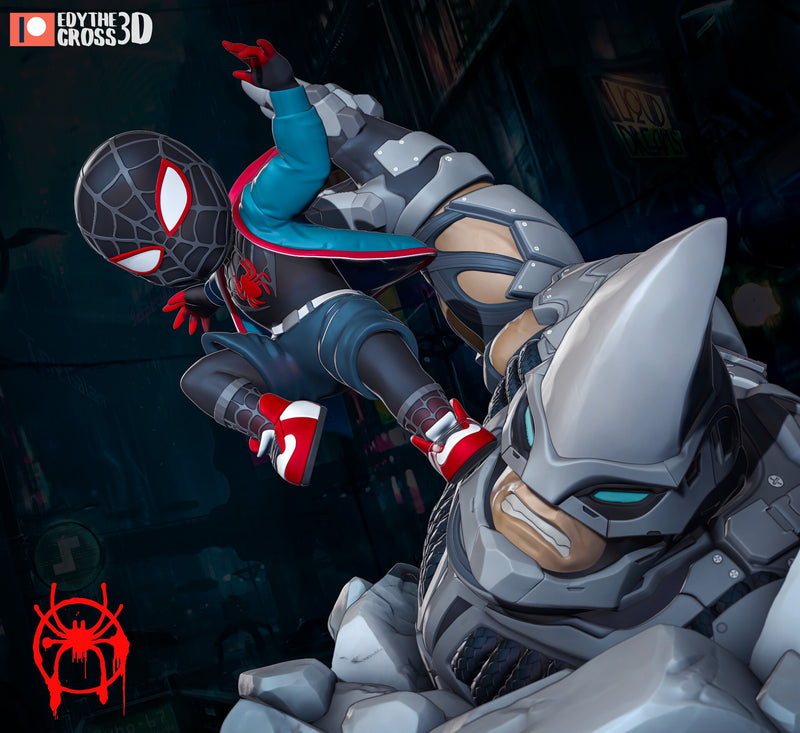 Miles Morales Spiderman Vs Rhino (Nomnom Figures)