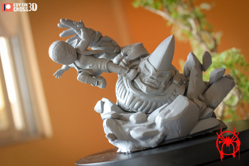 Miles Morales Spiderman Vs Rhino (Nomnom Figures)