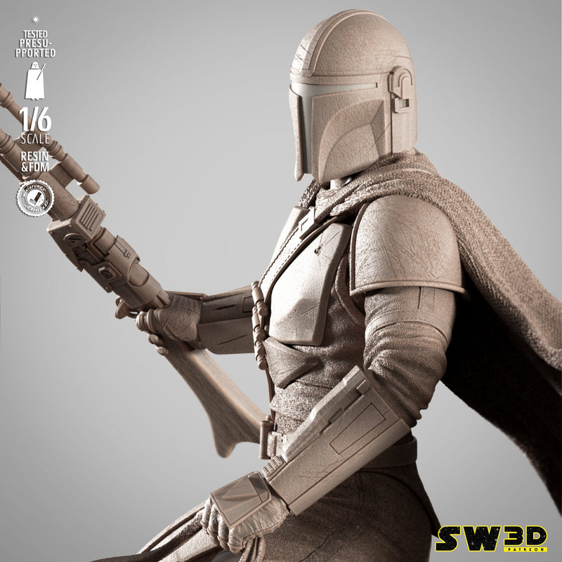 Mandalorian on Blurrg Sculpture