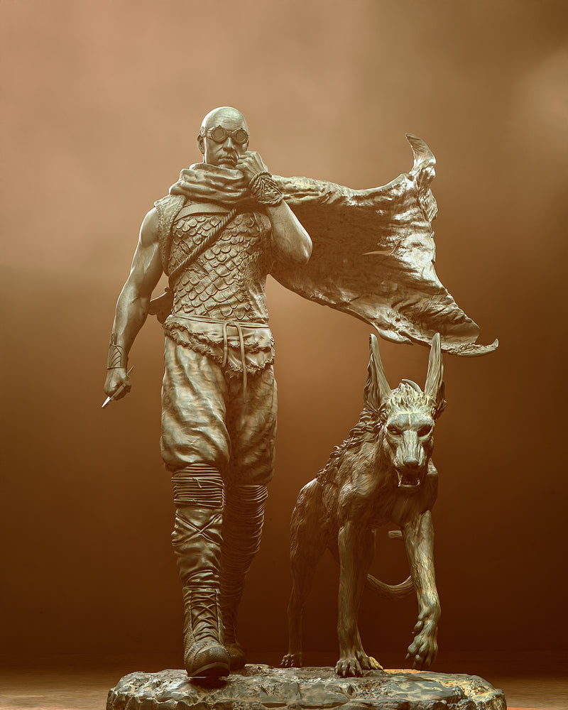 Riddick With Jackal Statue - 1/9 Scale
