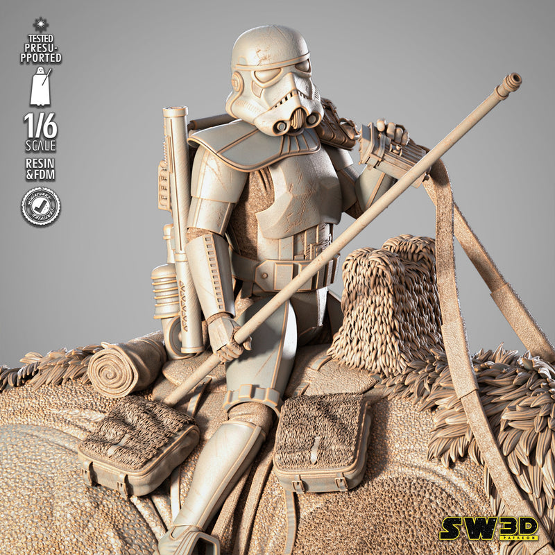 Sand Trooper in Dewback Sculpture