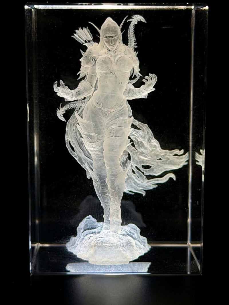 Sylvanas Windrunner World of Warcraft 3D Crystal Engraving – Fantasy Laser Crystal Display