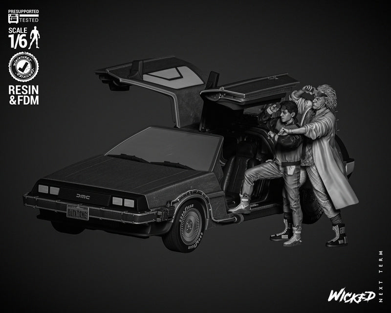 Back To The Future Diorama With DeLorean resin diorama kit view 2