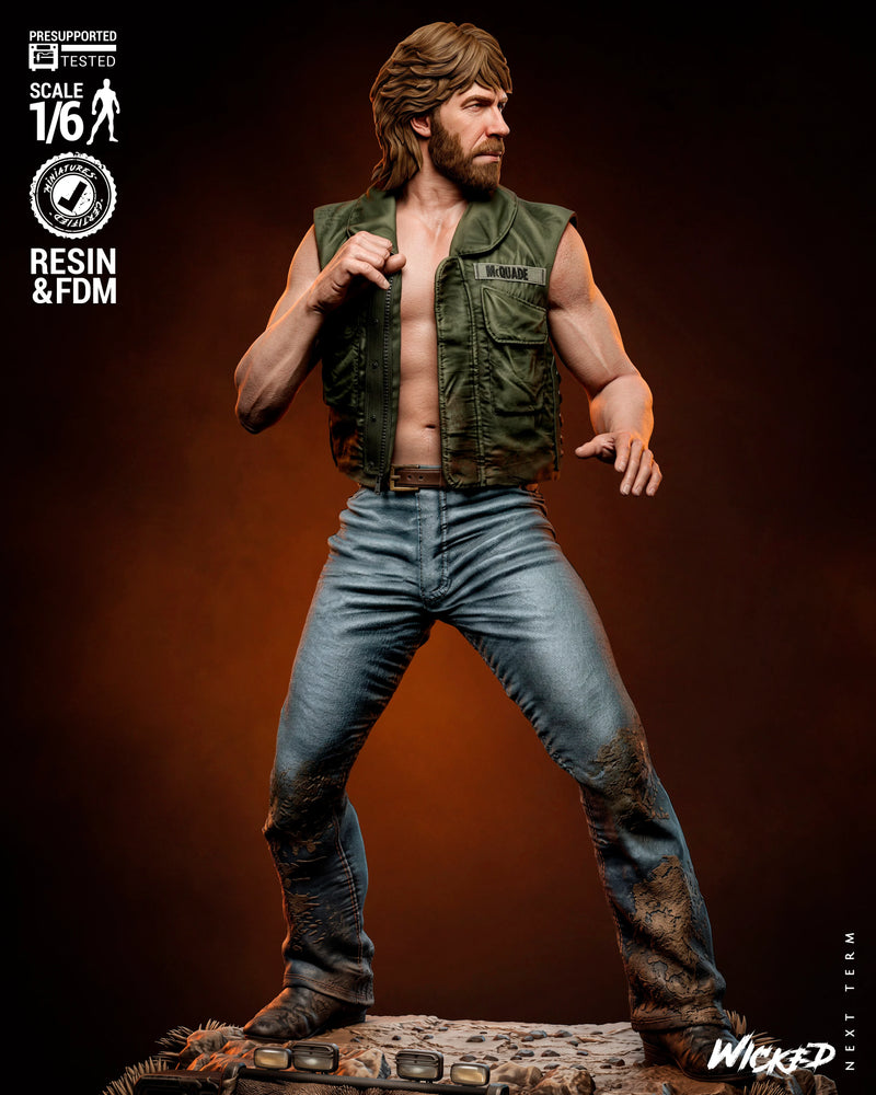 Chuck Norris Lone Wolf Sculpture resin statue kit view 2