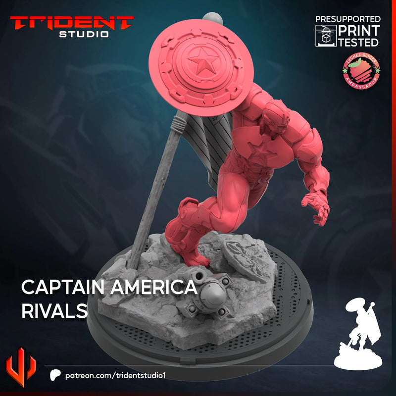 Captain America Rivals Marvel MCP-compatible 40mm resin proxy miniature by Trident Miniatures - product image 2