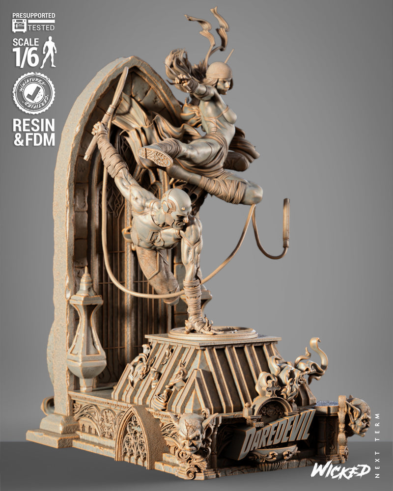 Daredevil and Electra Diorama resin diorama kit view 2