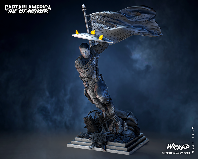 Captain America Sculpture resin statue kit view 2