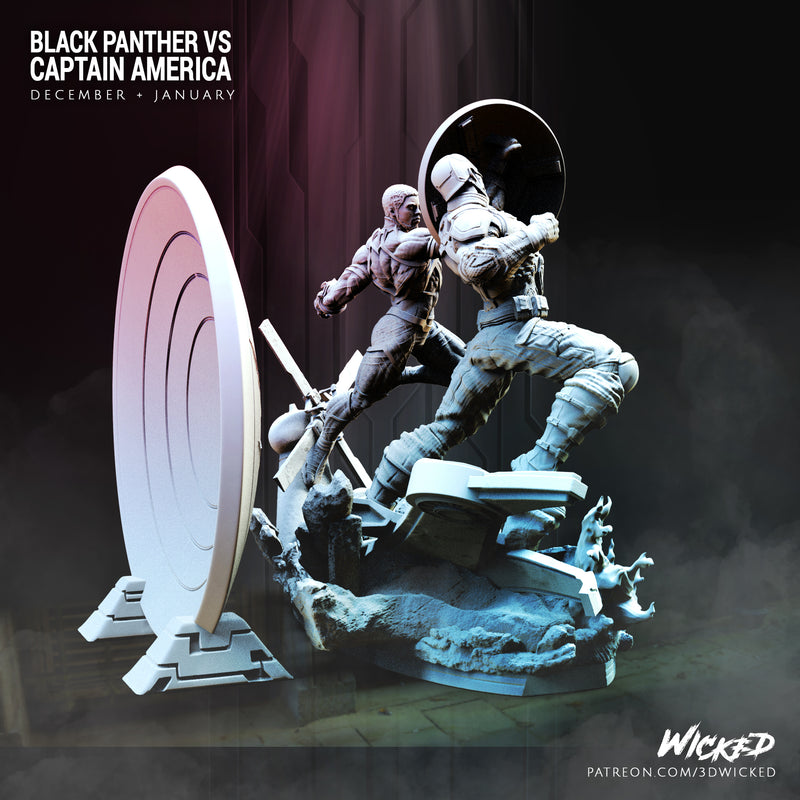Captain America vs Black Panther diorama base resin diorama kit view 2