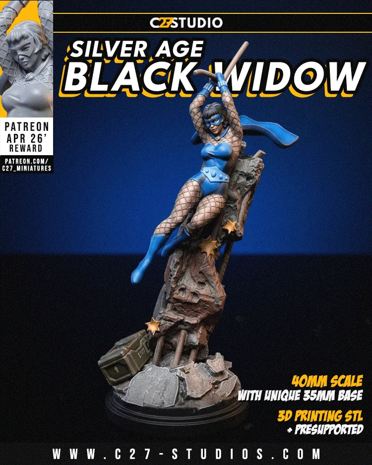 Black Widow (Silver Age) Marvel MCP-compatible resin miniature by C27 Studios - product image 2