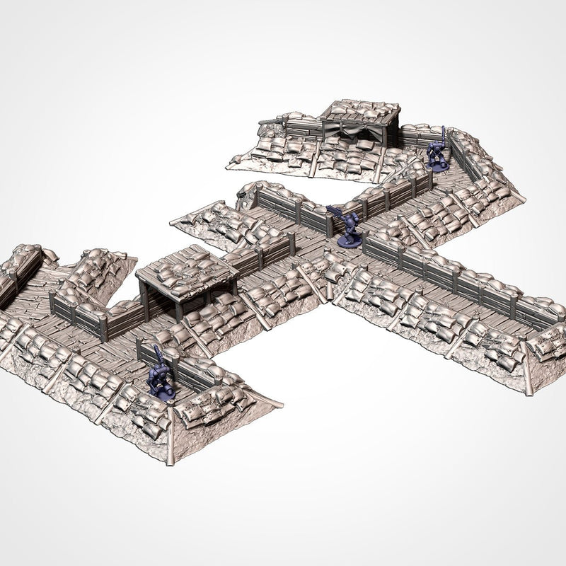 Modular Trenches WWII 3D printed terrain view 2