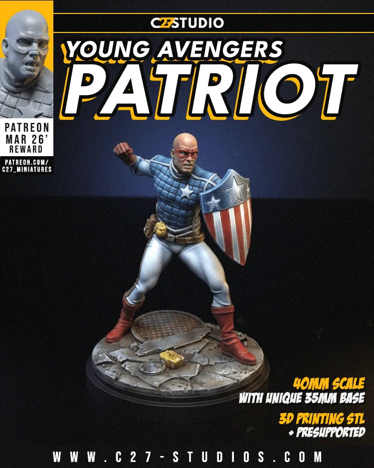 Patriot Marvel MCP-compatible resin miniature by C27 Studios - product image 2