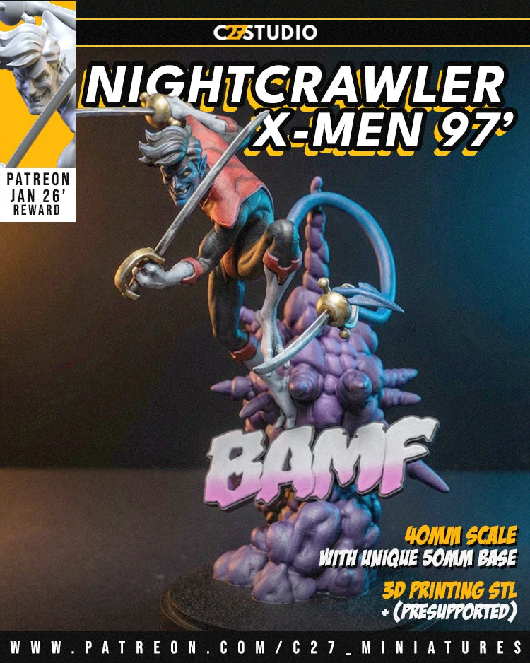 Nightcrawler 97' Marvel MCP-compatible resin miniature by C27 Studios - product image 2