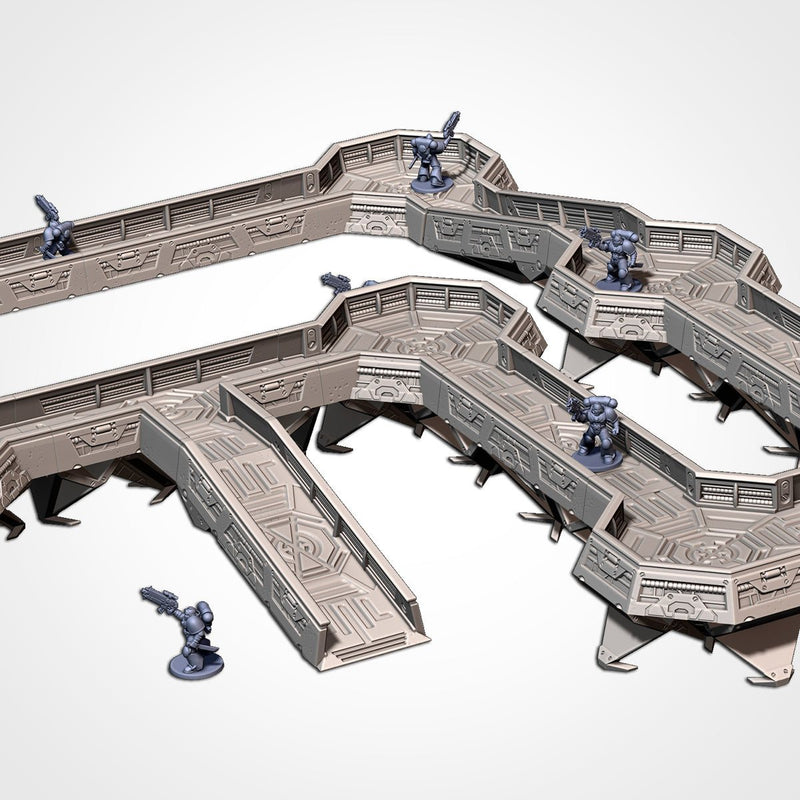 Modular Trenches / Walkways Sci-Fi 3D printed terrain view 2