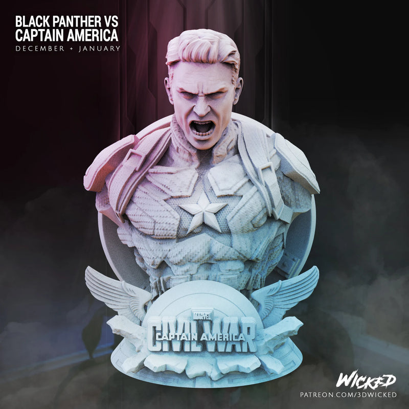 Captain America + Black Panther Busts resin bust kit view 2