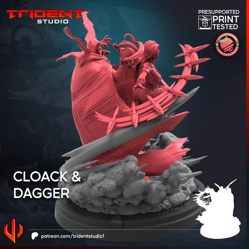 Cloak And Dagger Marvel MCP-compatible 40mm resin proxy miniature by Trident Miniatures - product image 2