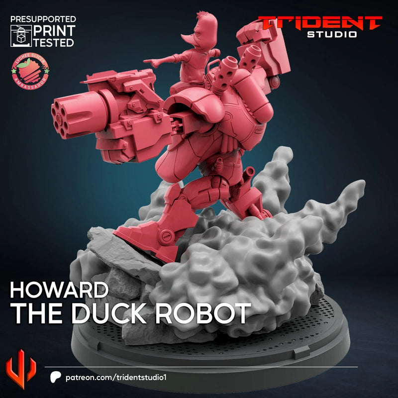 Howard The Duck And Robot Marvel MCP-compatible 40mm resin proxy miniature by Trident Miniatures - product image 2