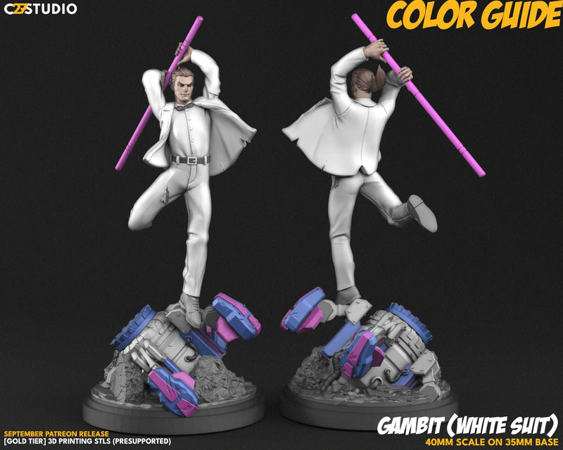 Gambit (White Suit) Marvel MCP-compatible resin miniature by C27 Studios - product image 2