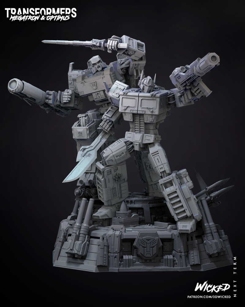 DIORAMA BASE + Optimus Sculpture + Megatron Sculpture resin diorama kit view 2