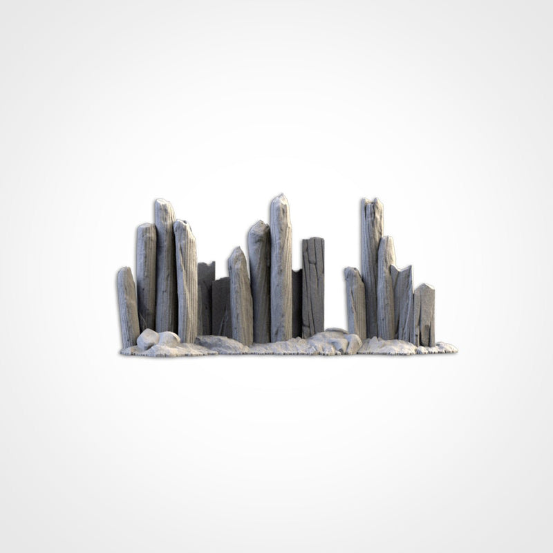 Wooden Fences & Stakes 3D printed terrain view 2