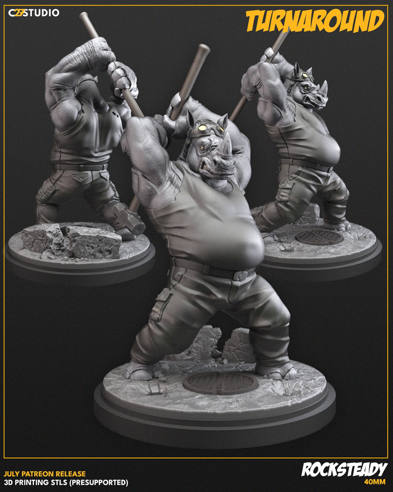 Rocksteady TMNT MCP-compatible resin miniature by C27 Studios - product image 2