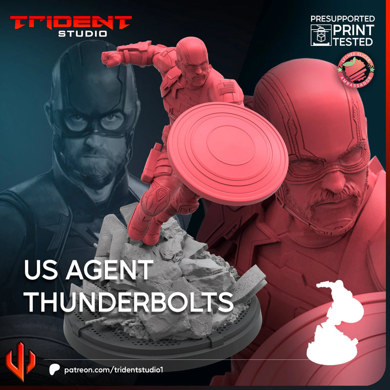 Us Agent Thunderbolts Marvel MCP-compatible 40mm resin proxy miniature by Trident Miniatures - product image 2