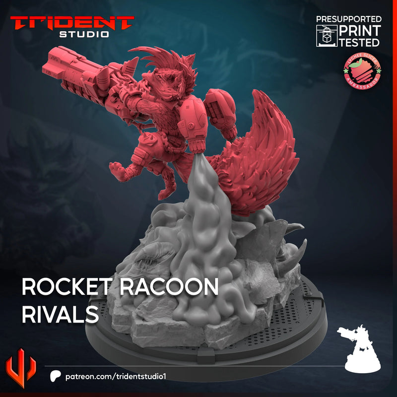 Rocket Raccoon Rivals Marvel MCP-compatible 40mm resin proxy miniature by Trident Miniatures - product image 2