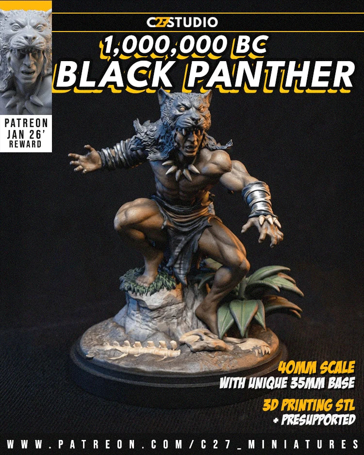 Black Panther (1 Mil BC) Marvel MCP-compatible resin miniature by C27 Studios - product image 2