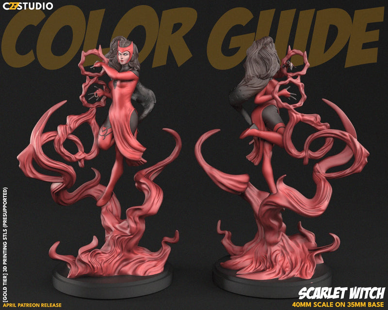 Scarlet Witch (Apr 2024 Sculpt) Marvel MCP-compatible resin miniature by C27 Studios - product image 2