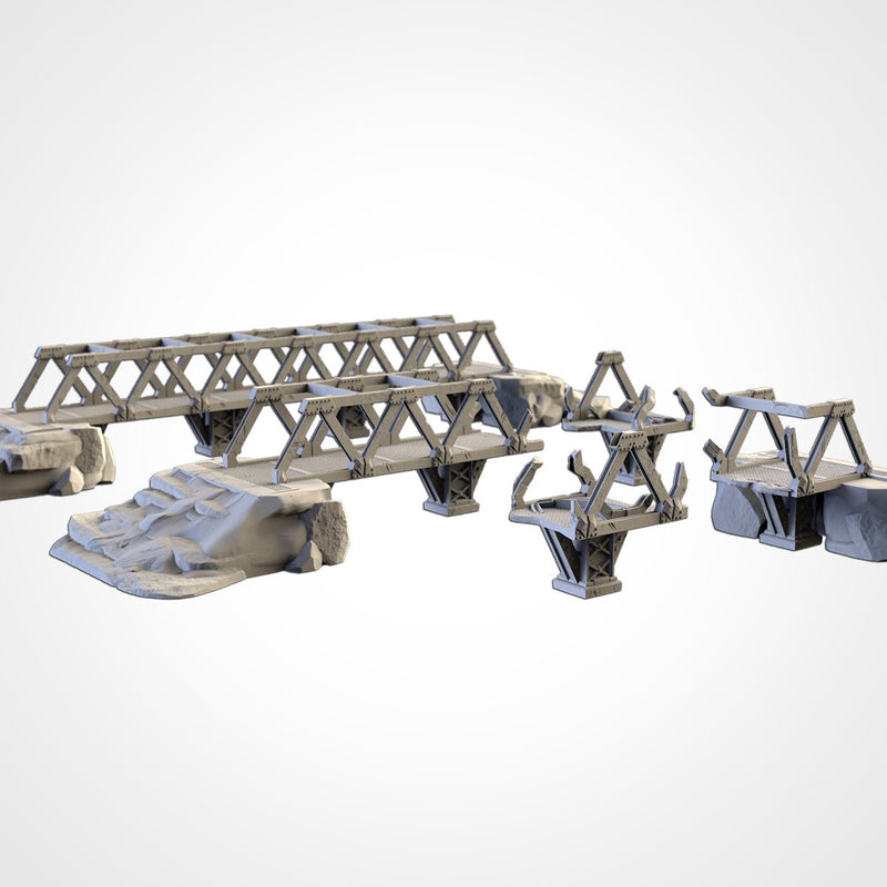 Metallic Bridges 3D printed terrain view 2