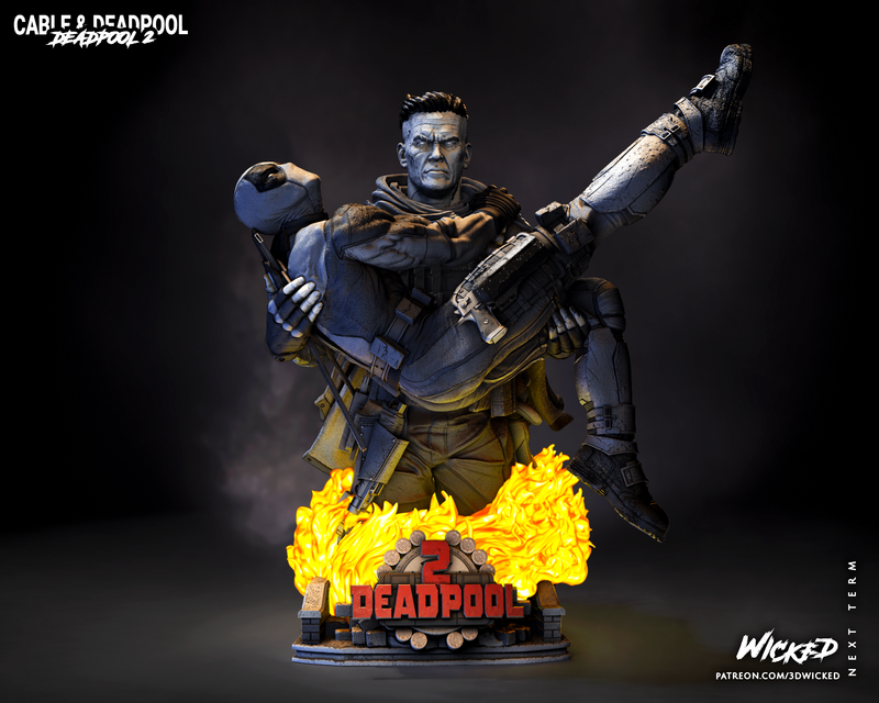 Deadpool and Cable Bust resin bust kit view 2