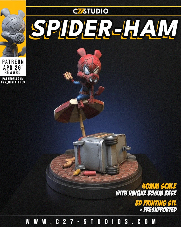 Spider-Ham Marvel MCP-compatible resin miniature by C27 Studios - product image 2