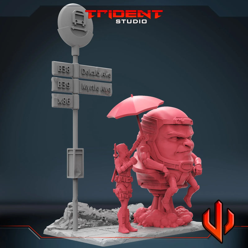 Gwenpool And MODOK Marvel MCP-compatible 40mm resin proxy miniature by Trident Miniatures - product image 2