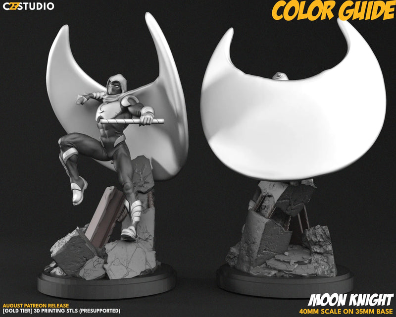 Moon Knight (Aug 2024 Sculpt) Marvel MCP-compatible resin miniature by C27 Studios - product image 2