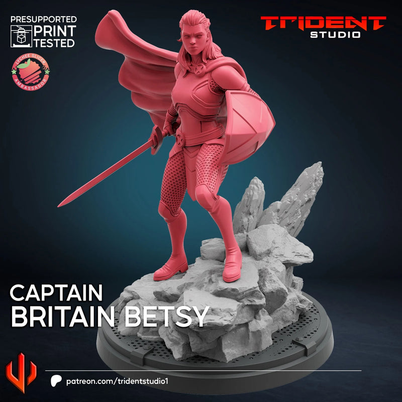 Captain Britain Betsy Marvel MCP-compatible 40mm resin proxy miniature by Trident Miniatures - product image 2
