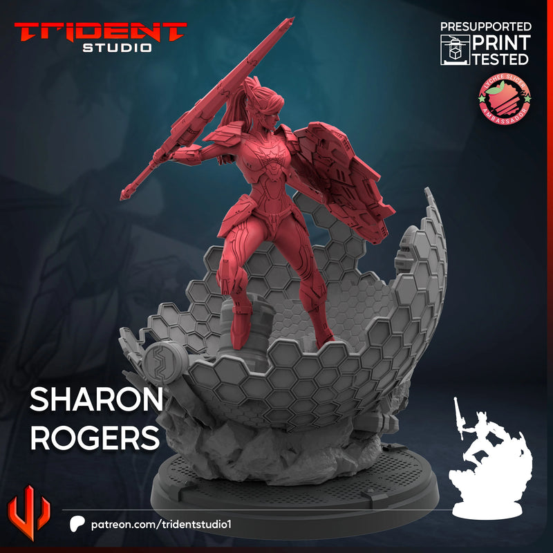 Sharon Rogers Marvel MCP-compatible 40mm resin proxy miniature by Trident Miniatures - product image 2