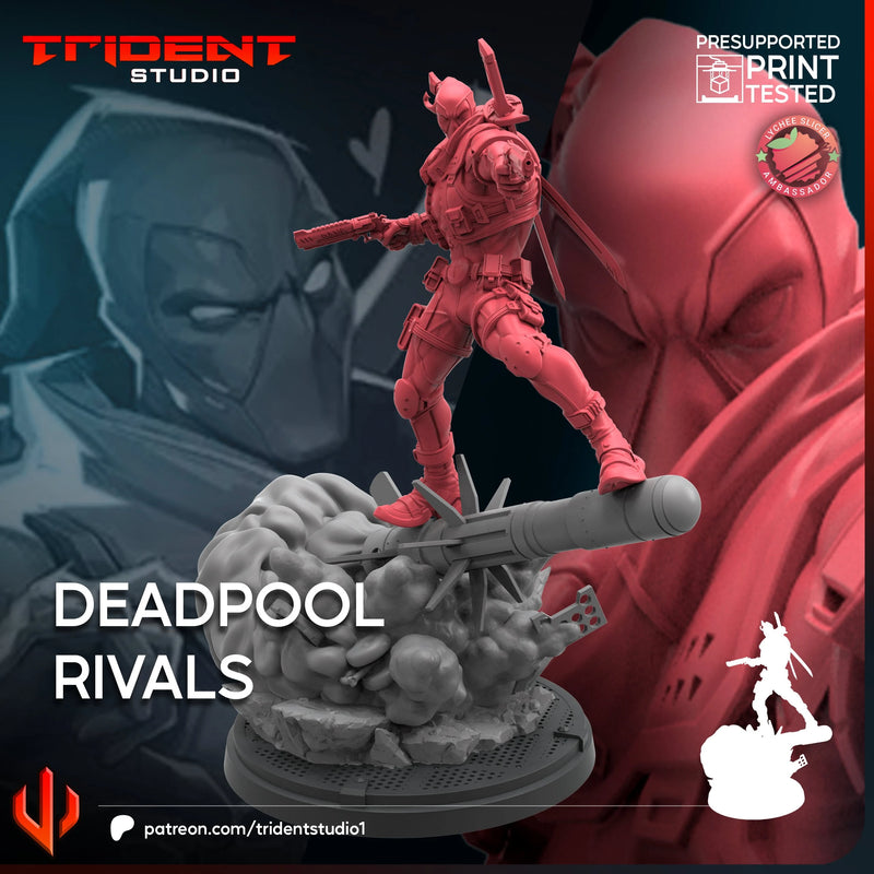 Deadpool Rivals Marvel MCP-compatible 40mm resin proxy miniature by Trident Miniatures - product image 2