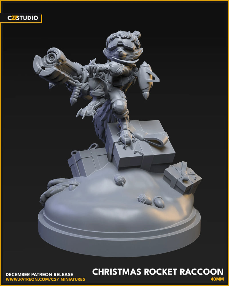 Rocket Raccoon Christmas Marvel MCP-compatible resin miniature by C27 Studios - product image 2