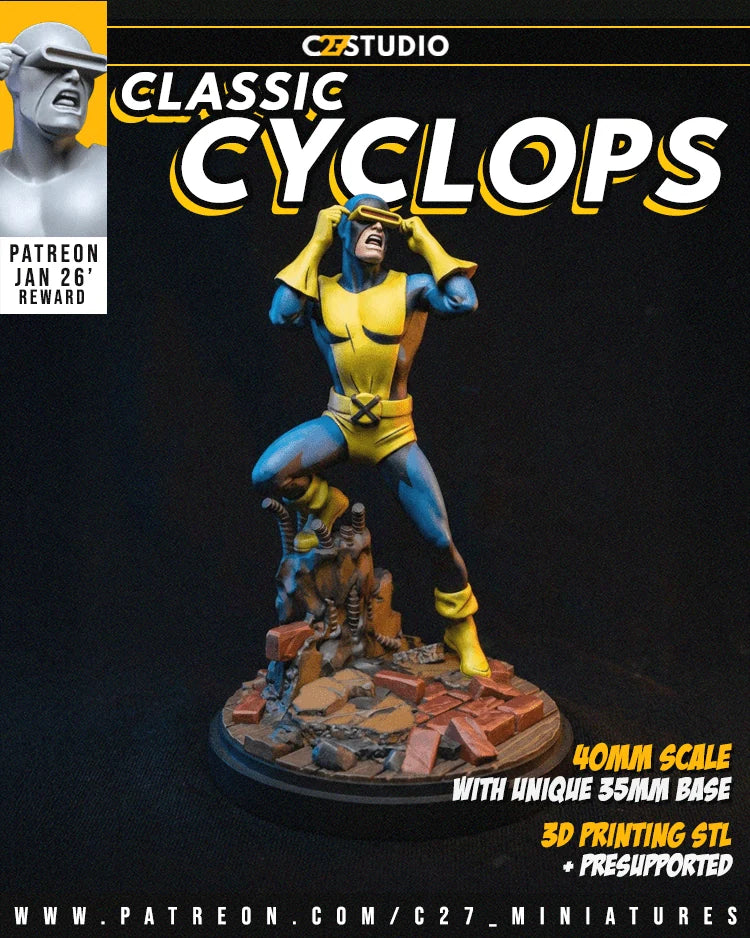 Cyclops (Original) Marvel MCP-compatible resin miniature by C27 Studios - product image 2