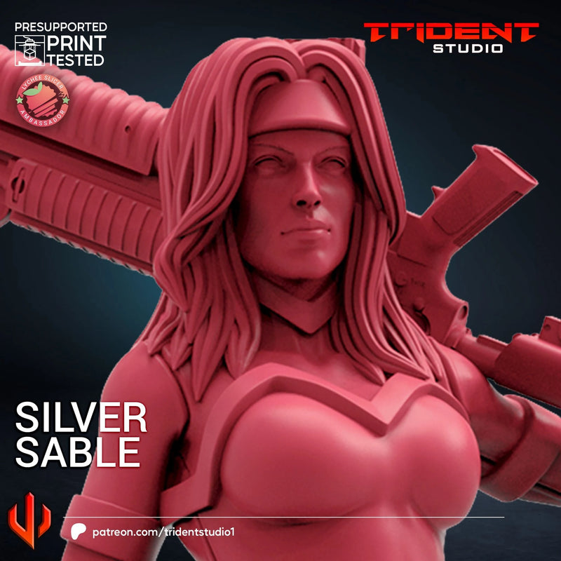 Silver Sable - Sculpt B Marvel MCP-compatible 40mm resin proxy miniature by Trident Miniatures - product image 2