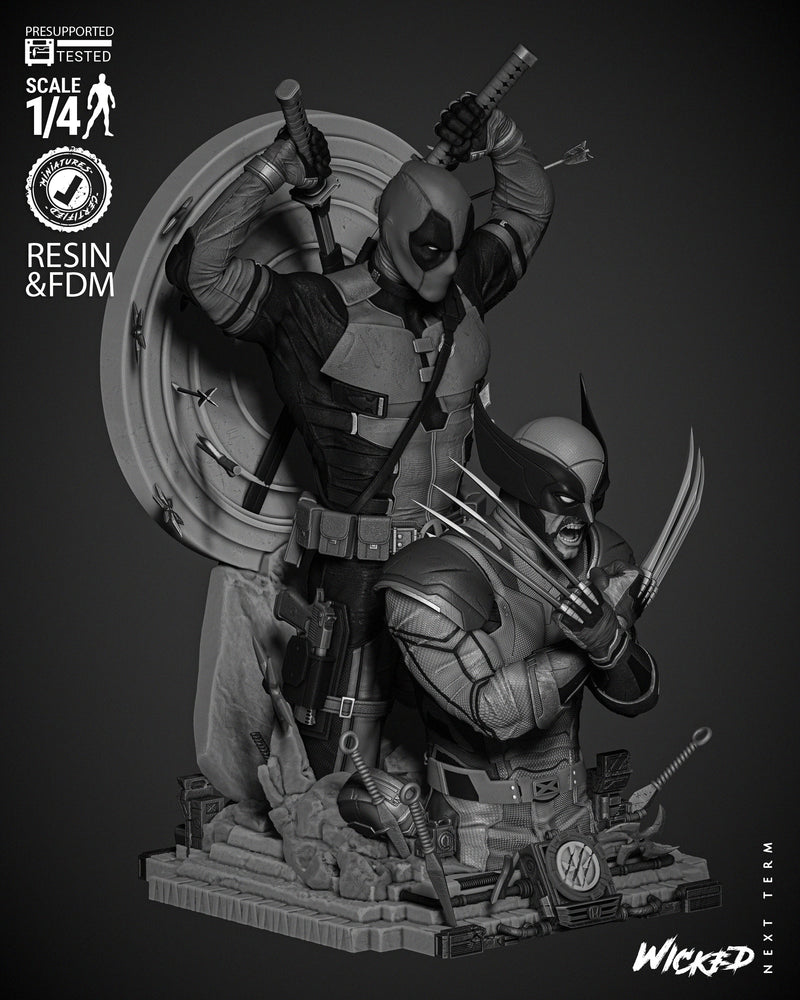 Deadpool and Wolverine 2024 Bust Diorama resin bust kit view 2