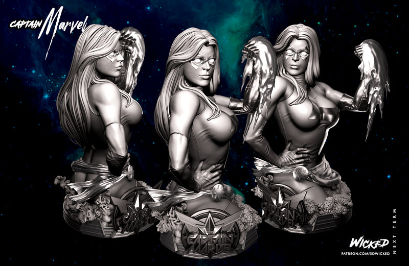 Captain Marvel Bust resin bust kit view 2