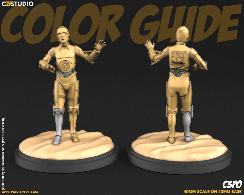 C3PO Star Wars Shatterpoint-compatible resin miniature by C27 Studios - product image 2