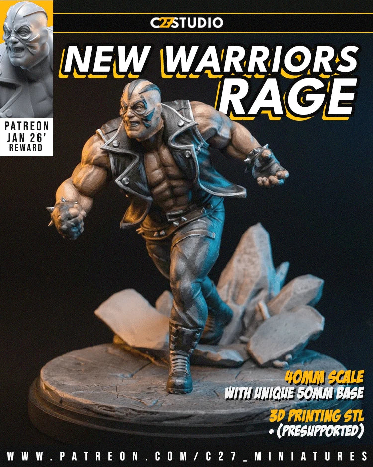 Rage Marvel MCP-compatible resin miniature by C27 Studios - product image 2