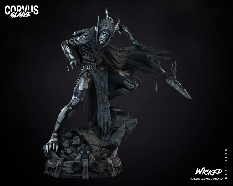 Corvus Glaive Sculpture resin statue kit view 2