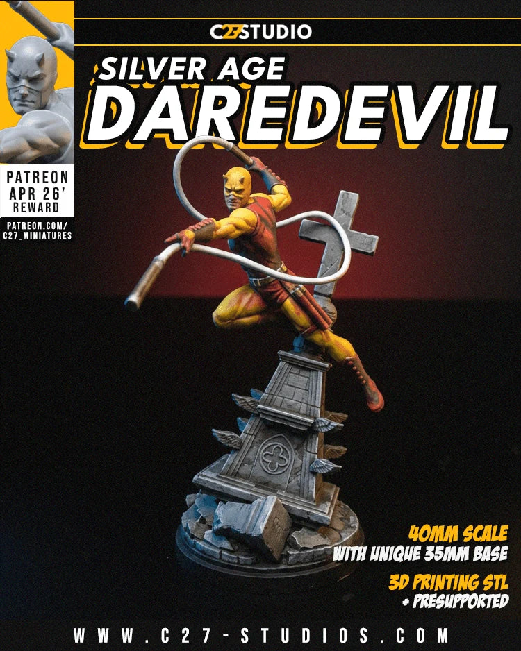 Daredevil (Silver Age) Marvel MCP-compatible resin miniature by C27 Studios - product image 2