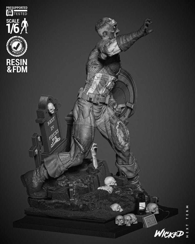 Captain America Zombie Sculpture resin statue kit view 2
