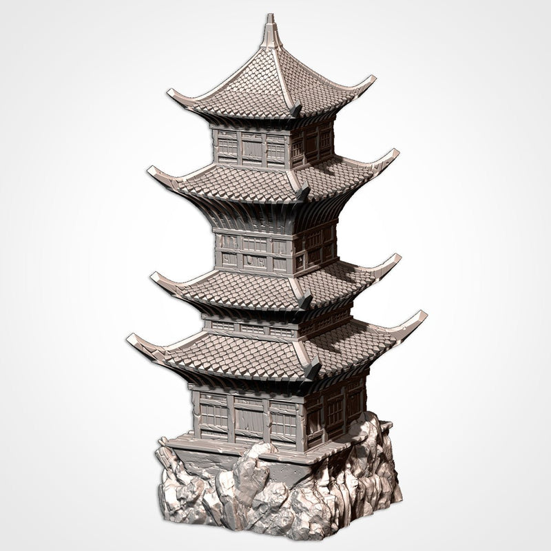 Oriental Buildings 3D printed terrain view 3