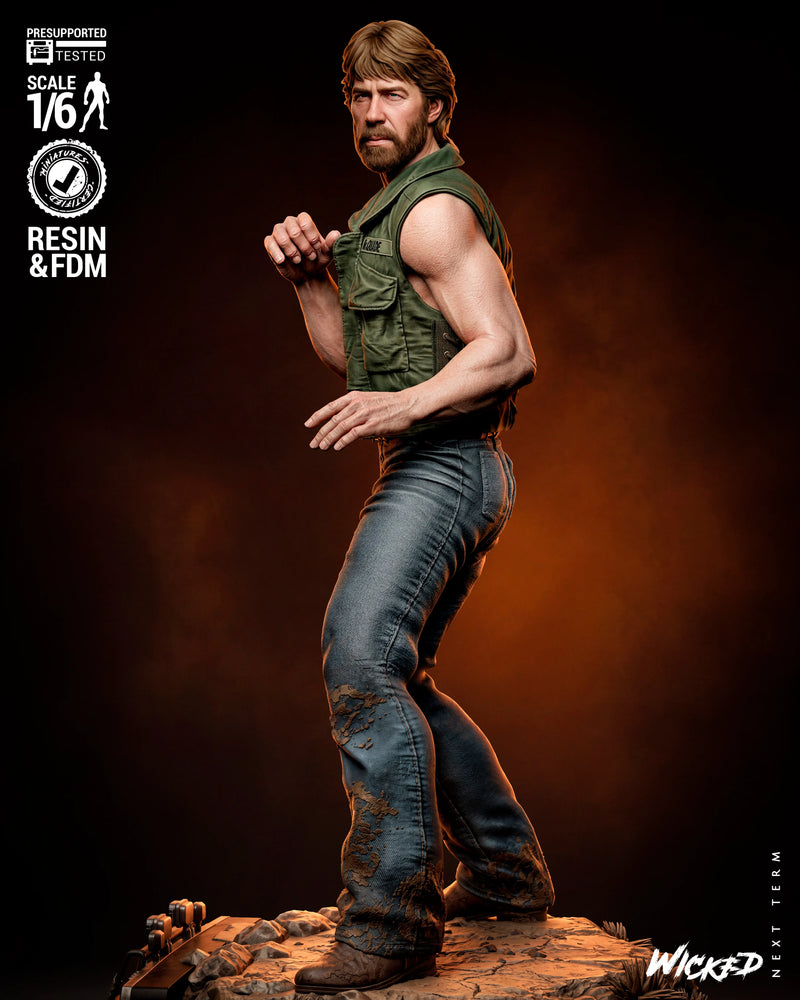 Chuck Norris Lone Wolf Sculpture resin statue kit view 3