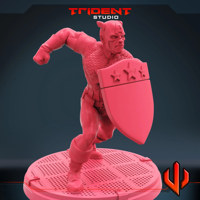 Captain America - Sculpt B Marvel MCP-compatible 40mm resin proxy miniature by Trident Miniatures - product image 3